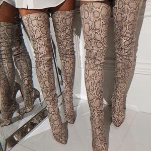Over-the-Knee Snake Print Boots